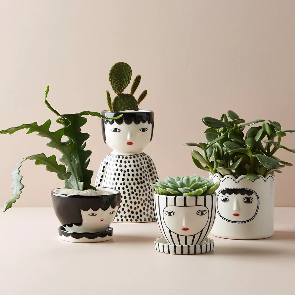 Anthropologie Kinska Melena Hand Painted Face Pot | Modern Ceramic Planter‎ - Picture 9 of 9